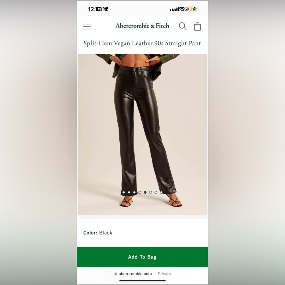 Abercrombie Split-Hem Vegan Leather 90s Straight Pant - brand new with tags
